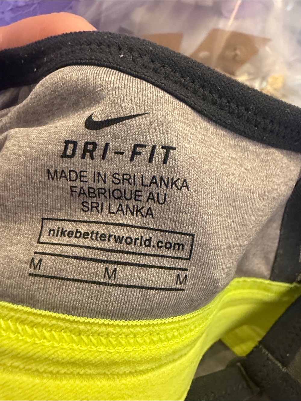 Nike Grey Sports Bra with Neon Yellow Band - Picture 4 of 4